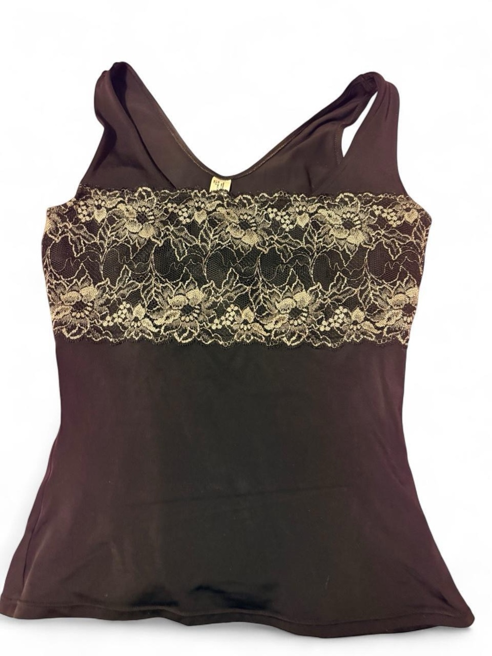 Flexees Black Tank with Lace Detail Sz L
